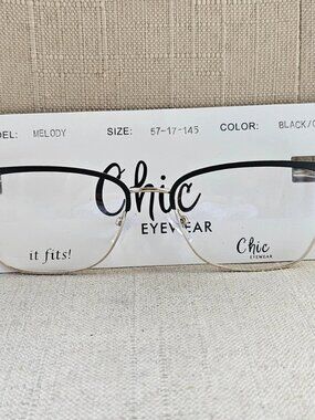 Chic Eyewear Women Eyeglasses Frame Black/Gold Tone MELODY Glasses NWT